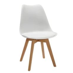 Sedia Design Scandinavo con Gambe in Legno Bianca