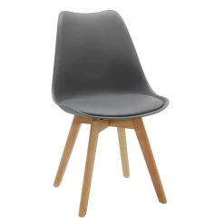 Sedia Design Scandinavo con Gambe in Legno Grigia