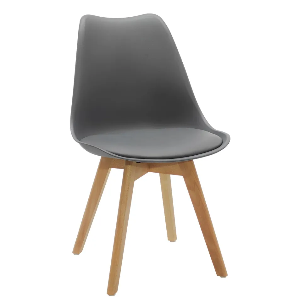 Sedia Design Scandinavo con Gambe in Legno Grigia
