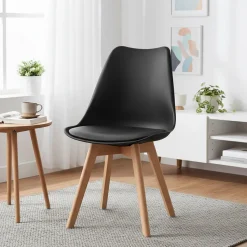 Sedia Design Scandinavo con Gambe in Legno Nera