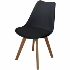 Sedia nera con gambe in legno