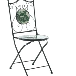 Sedia Pieghevole in metallo nero con Decoro foglie