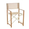 Sedia Regista Pieghevole in Alluminio Effetto Legno con Tessuto Tortora h87x45x56,5 cm
