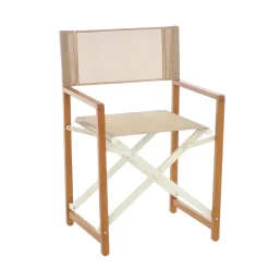 Sedia Regista Pieghevole in Alluminio Effetto Legno con Tessuto Tortora h87x45x56,5 cm