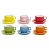 Servizio da caffè Colorato in Stoneware 6 tazzine con piattini 9 cl