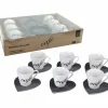 Servizio da caffè 6 tazzine in ceramica con piattini in ardesia