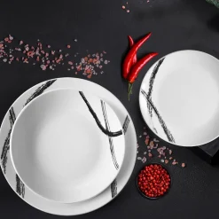 Servizio di piatti Abstract Black in Porcellana 18 pezzi