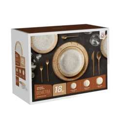 Servizio di piatti Demetra Beige in porcellana 18 pezzi