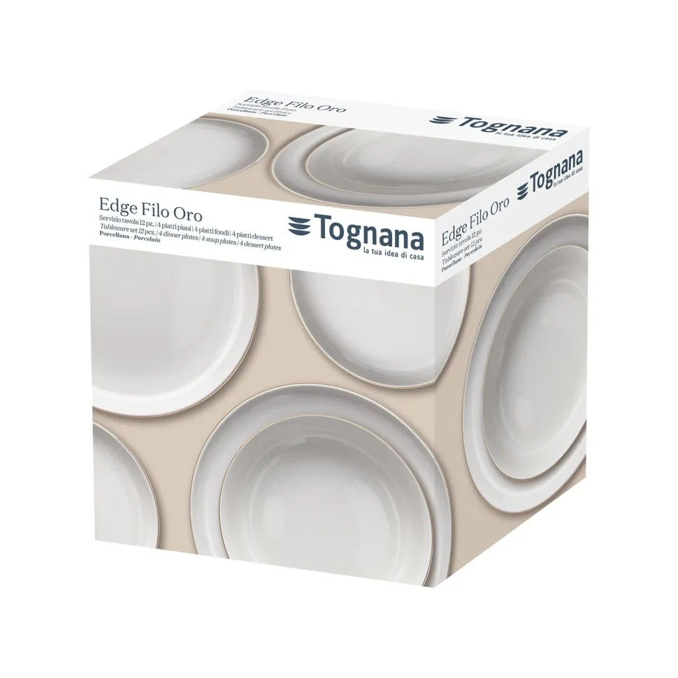 Servizio di piatti Edge Filo Oro in porcellana Bianco Linea Edge
