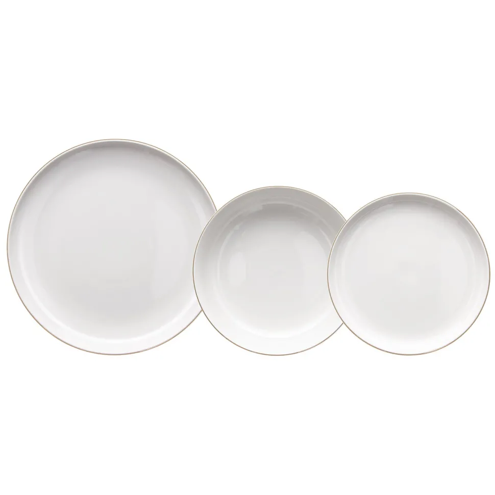 Servizio di piatti Edge Filo Oro in porcellana Bianco Linea Edge