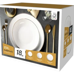 Servizio di piatti Gold Circle in porcellana 18 pezzi