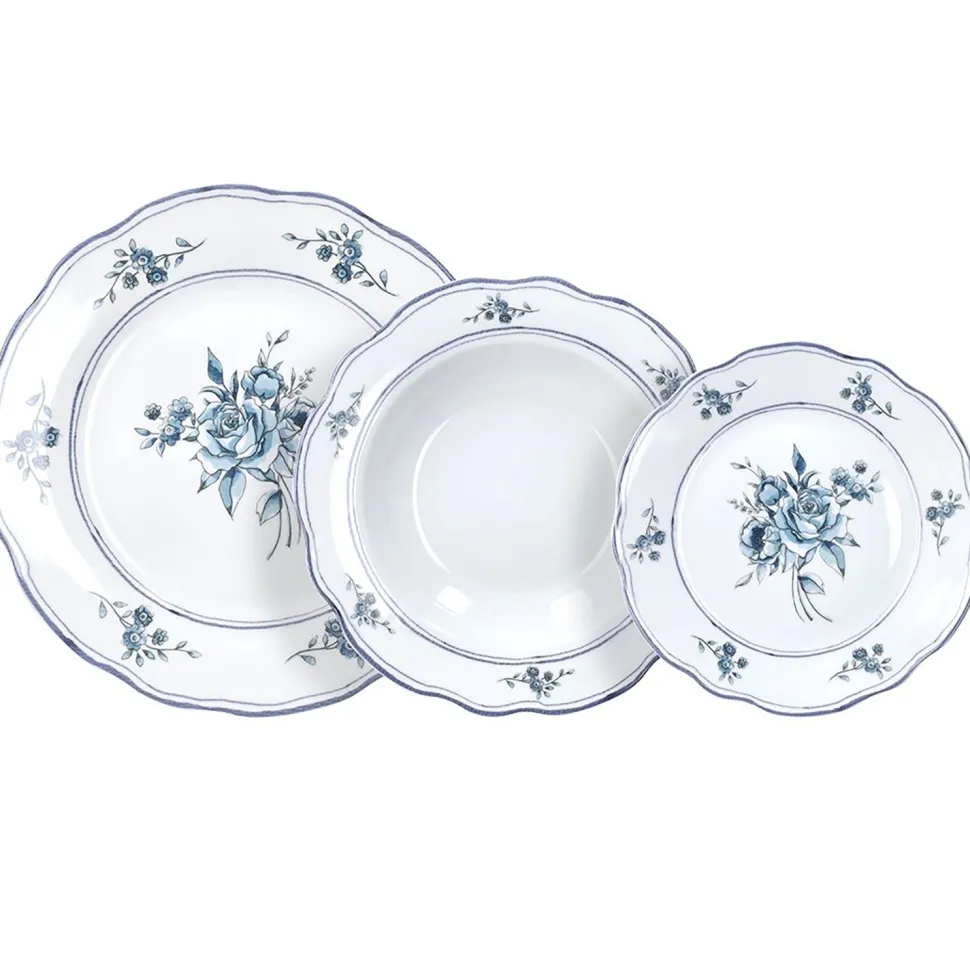 Servizio di piatti Heritage Florals Blu in Porcellana Linea Cappettata
