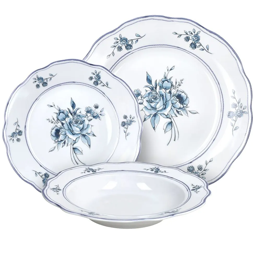 Servizio di piatti Heritage Florals Blu in Porcellana Linea Cappettata