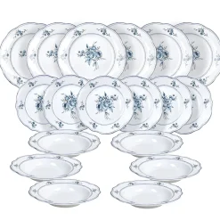 Servizio di piatti Heritage Florals Blu in Porcellana Linea Cappettata
