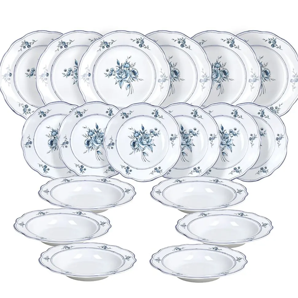 Servizio di piatti Heritage Florals Blu in Porcellana Linea Cappettata