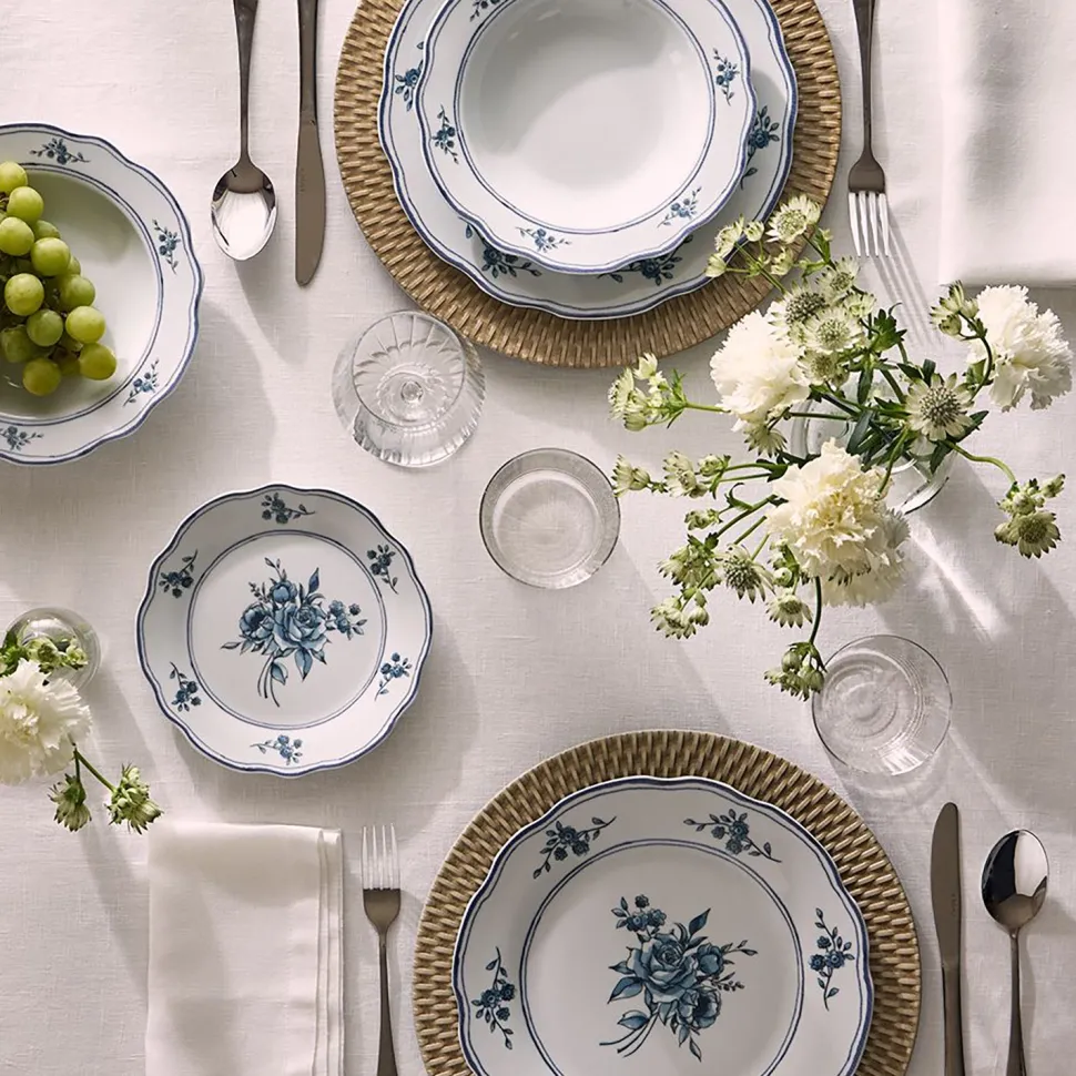 Servizio di piatti Heritage Florals Blu in Porcellana Linea Cappettata