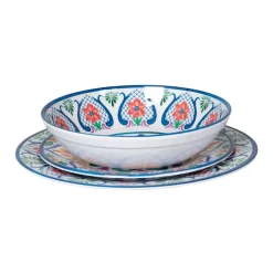 Servizio di piatti in melamina con Decorazioni Maioliche Multicolor 12 pezzi