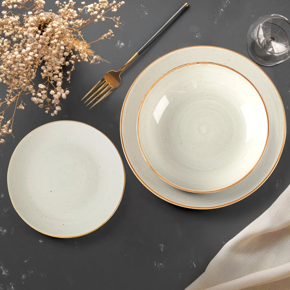 Servizio di piatti in stoneware Alamos Beige 18 pezzi