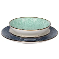 Servizio di piatti in stoneware Gaonas Ocean Embossed Pad 18 pezzi