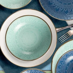 Servizio di piatti in stoneware Gaonas Ocean Embossed Pad 18 pezzi