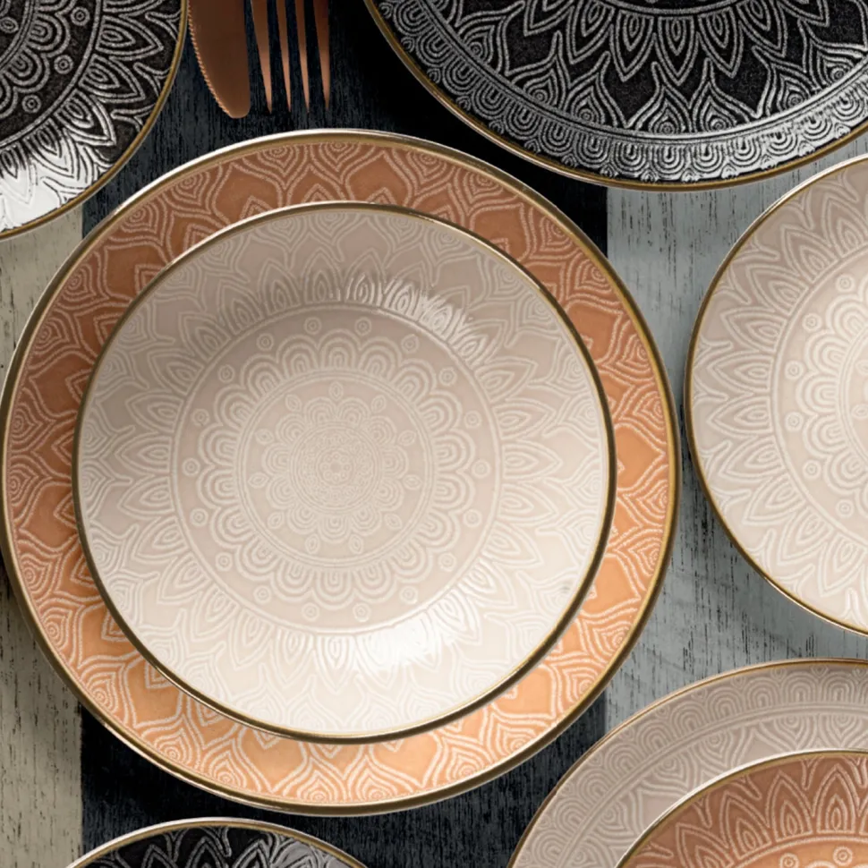 Servizio di piatti in stoneware Gaonas Sandy Embossed Pad 18 pezzi