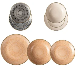 Servizio di piatti in stoneware Gaonas Sandy Embossed Pad 18 pezzi