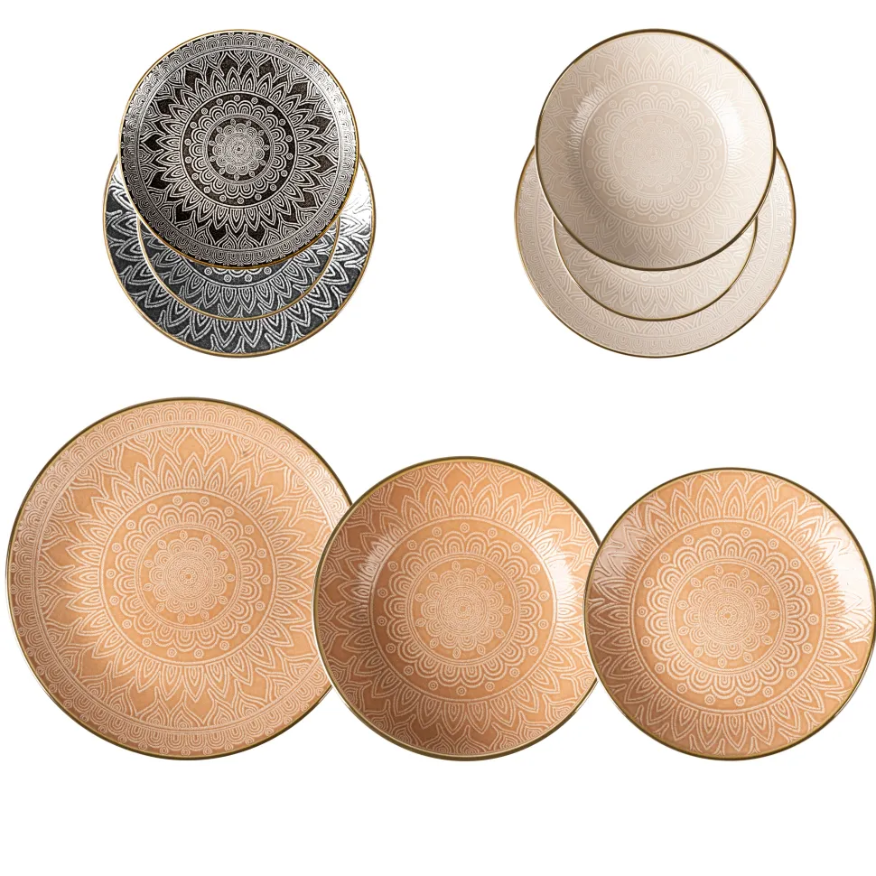 Servizio di piatti in stoneware Gaonas Sandy Embossed Pad 18 pezzi