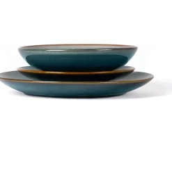 Servizio di piatti in stoneware Haruki Reactive Blue 18 pezzi