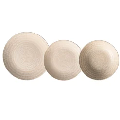 Servizio di piatti in stoneware Maya Pad Printing Bianco 18 pezzi