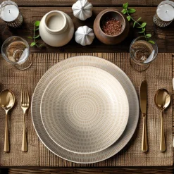 Servizio di piatti in stoneware Maya Pad Printing Bianco 18 pezzi
