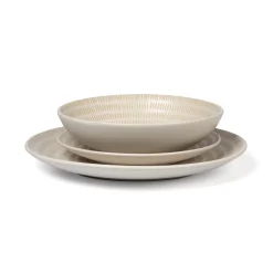 Servizio di piatti in stoneware Maya Pad Printing Bianco 18 pezzi
