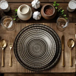Servizio di piatti in stoneware Maya Pad Printing Nero 18 pezzi