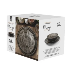 Servizio di piatti in stoneware Maya Pad Printing Nero 18 pezzi