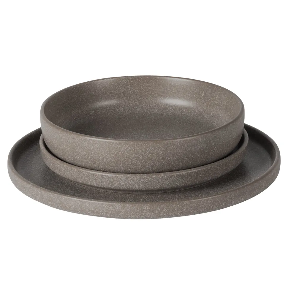 Servizio di piatti in Stoneware Nordica Tortora 18 pezzi