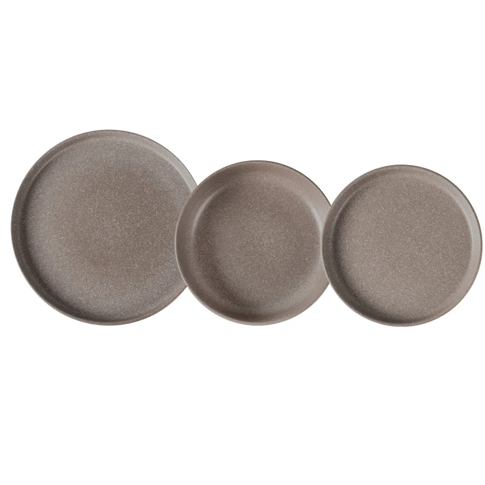 Servizio di piatti in Stoneware Nordica Tortora 18 pezzi