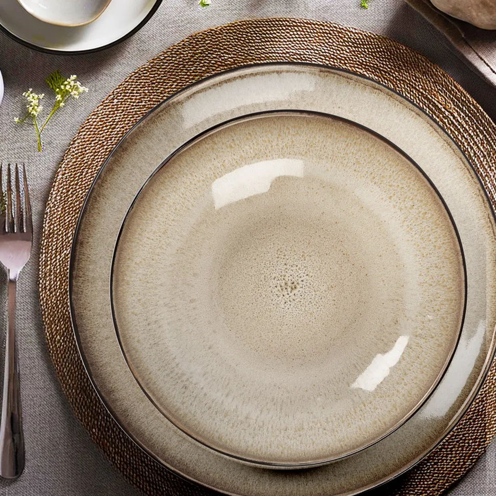 Servizio di piatti in stoneware Reactive Beige 18 pezzi
