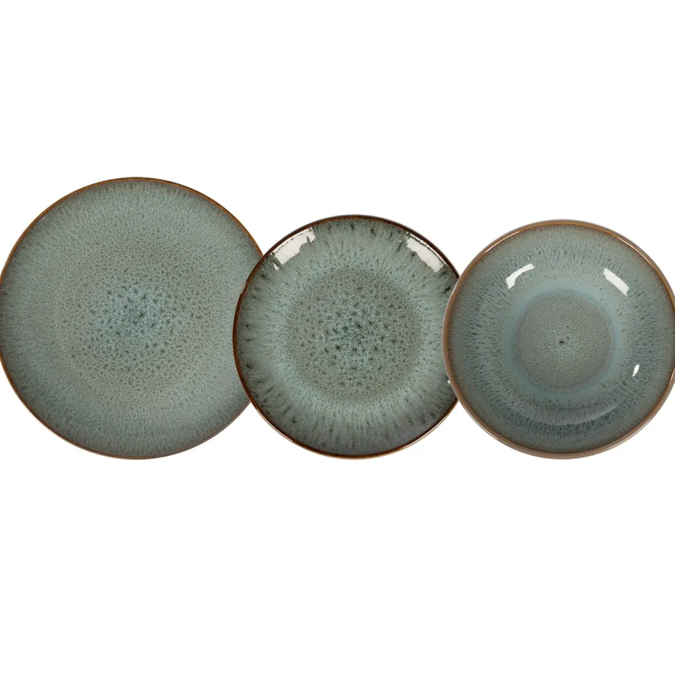 Servizio di piatti in stoneware Reactive Green 18 pezzi
