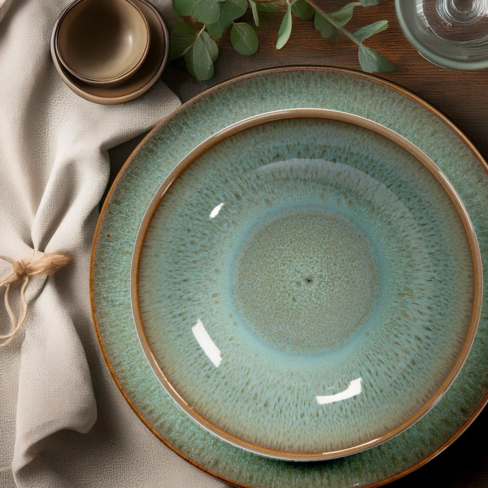 Servizio di piatti in stoneware Reactive Green 18 pezzi