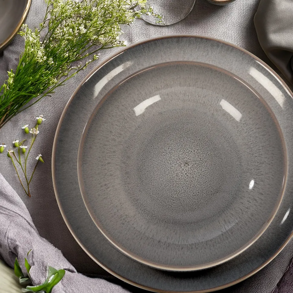 Servizio di piatti in stoneware Reactive Grey 18 pezzi