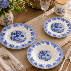 Servizio di Piatti Linea Blue Queen in Porcellana 18 Pezzi