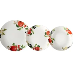 Servizio di Piatti Linea Rebeka Decorazione Frutta in Porcellana 18 Pezzi
