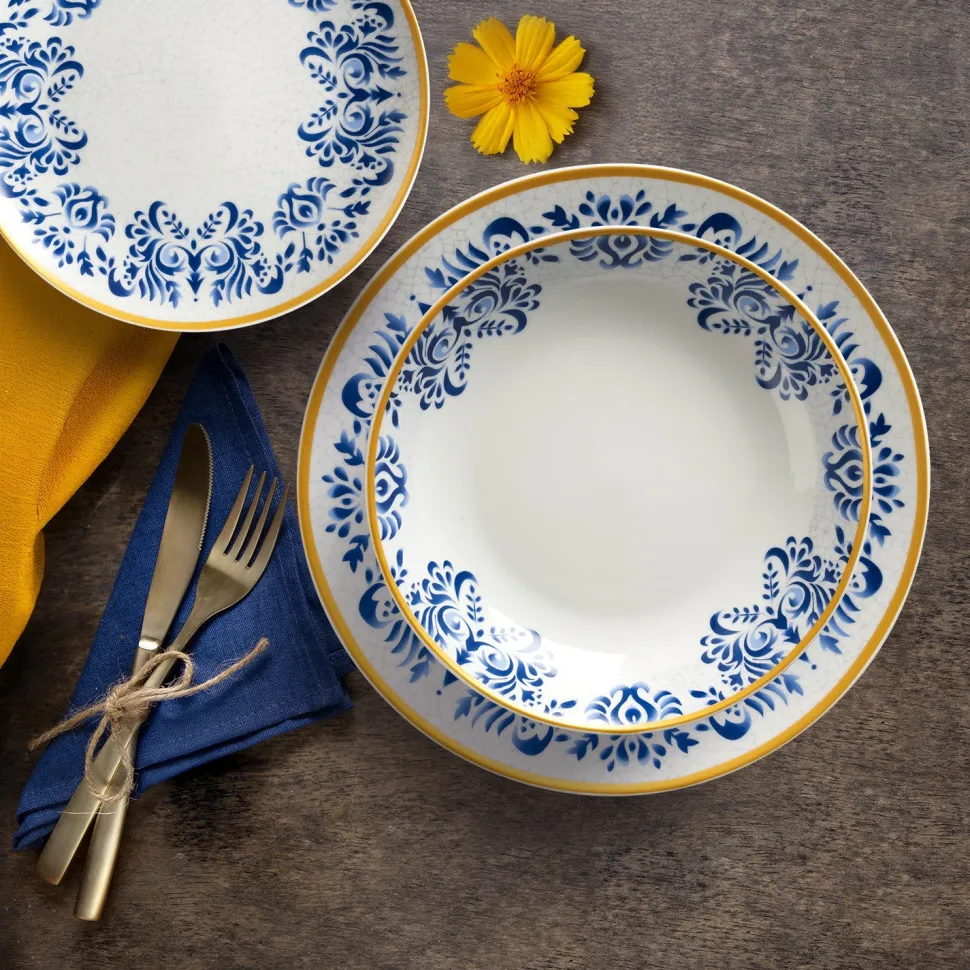 Servizio di Piatti Linea Zulema Blue in Porcellana 18 Pezzi