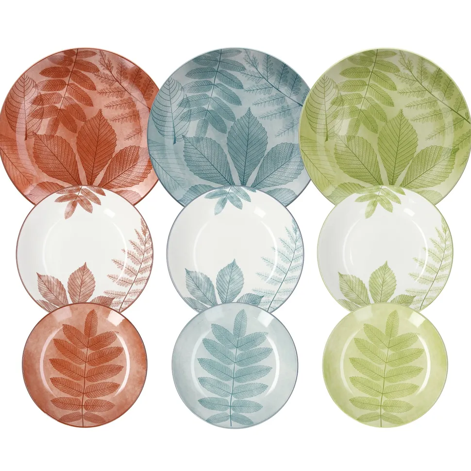 Servizio di piatti Natura in porcellana Multicolor Linea Madison 18 pezzi