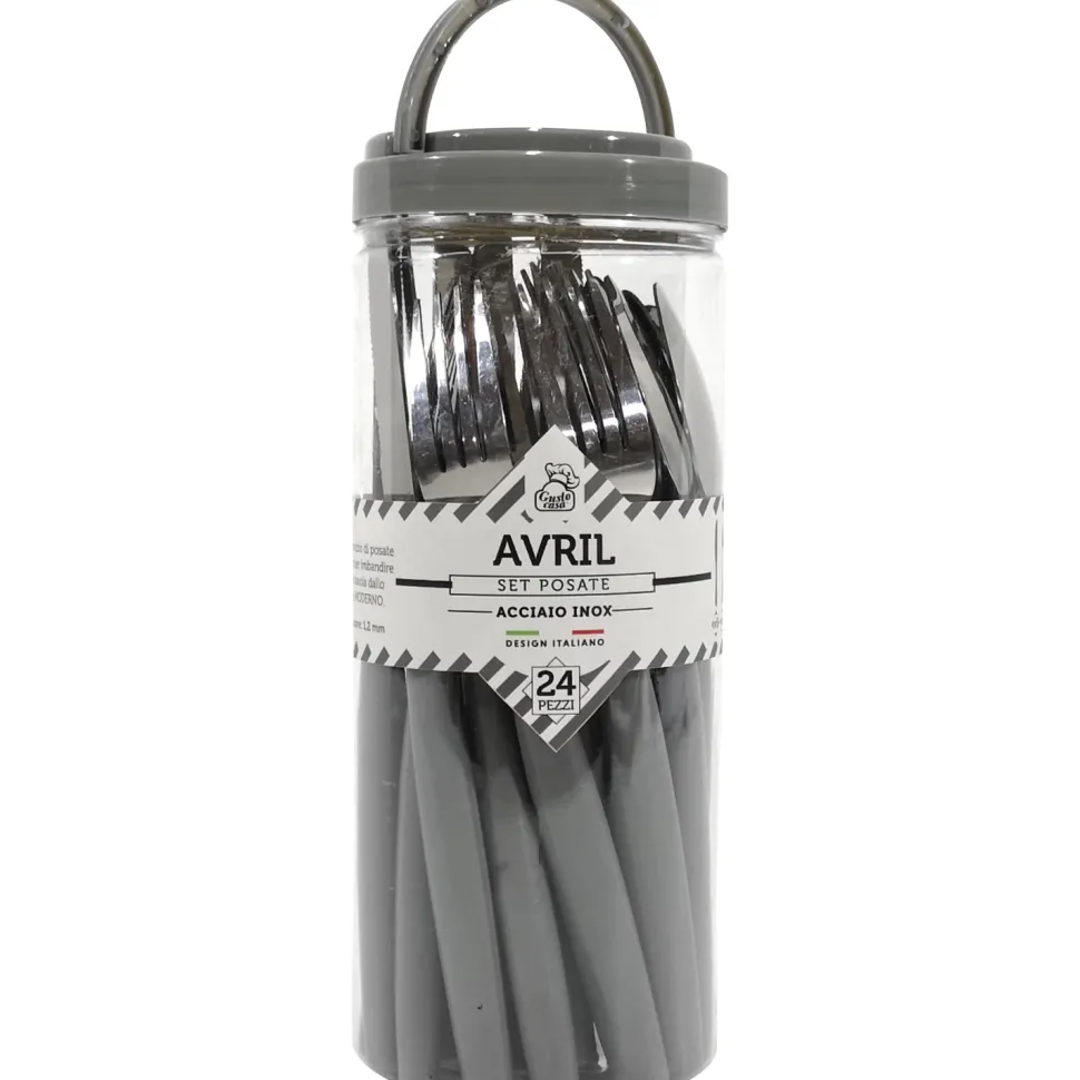 Servizio posate in acciaio inox 24 pezzi Avril Grigio