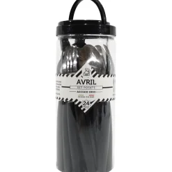 Servizio posate in acciaio inox 24 pezzi Avril Nero