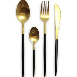 Servizio posate in acciaio inox 24 pezzi Makeda Gold & Black