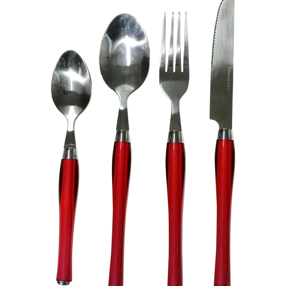 Servizio posate 24 pezzi rosso in acciaio inox Sharon