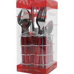 Servizio posate 24 pezzi rosso in acciaio inox Sharon