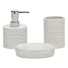 Set Bagno 3 pezzi in Ceramica Bianca Finitura a rilievo Effetto Ondulato