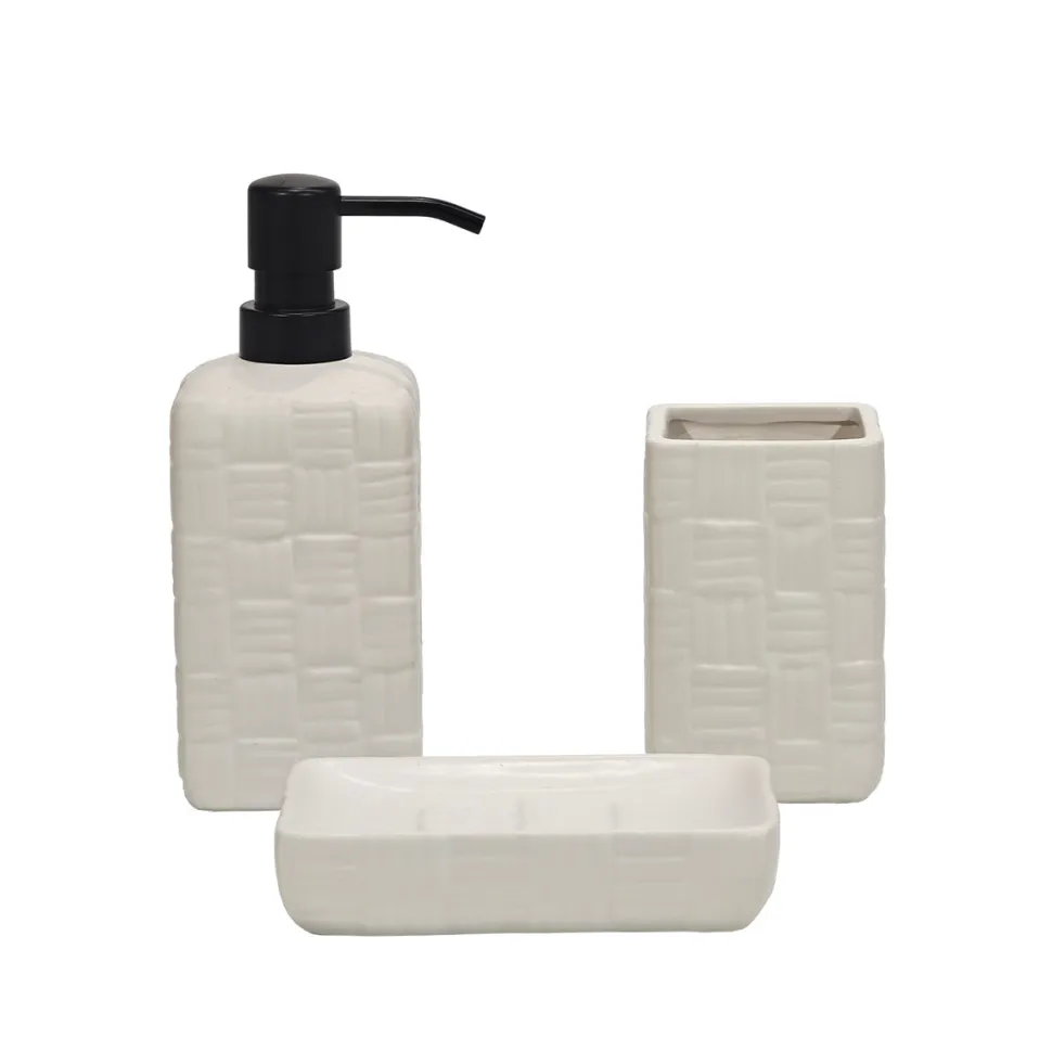 Set Bagno 3 pezzi in Ceramica Bianco